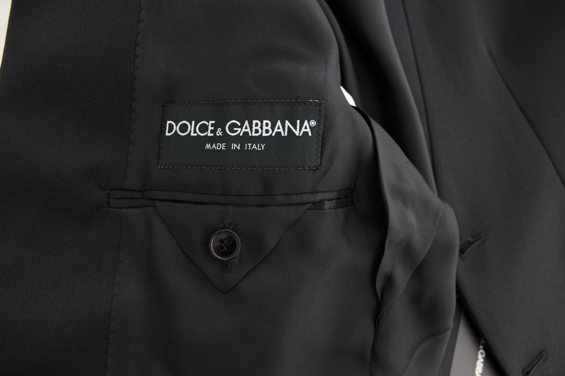 Schwarzer Stretch-Blazer aus Wolle in schmaler Passform