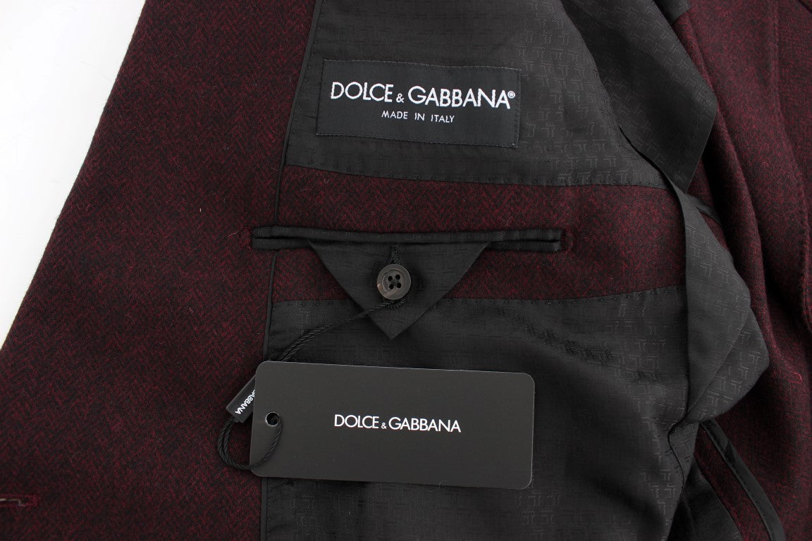 Bordeauxfarbener doppelreihiger Wollblazer