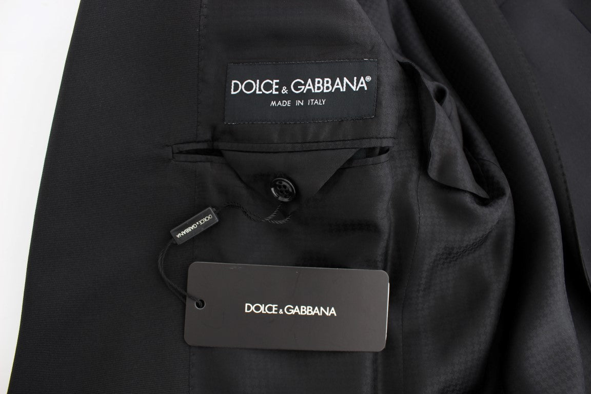 Schwarzer Stretch-Blazer aus Wolle in schmaler Passform