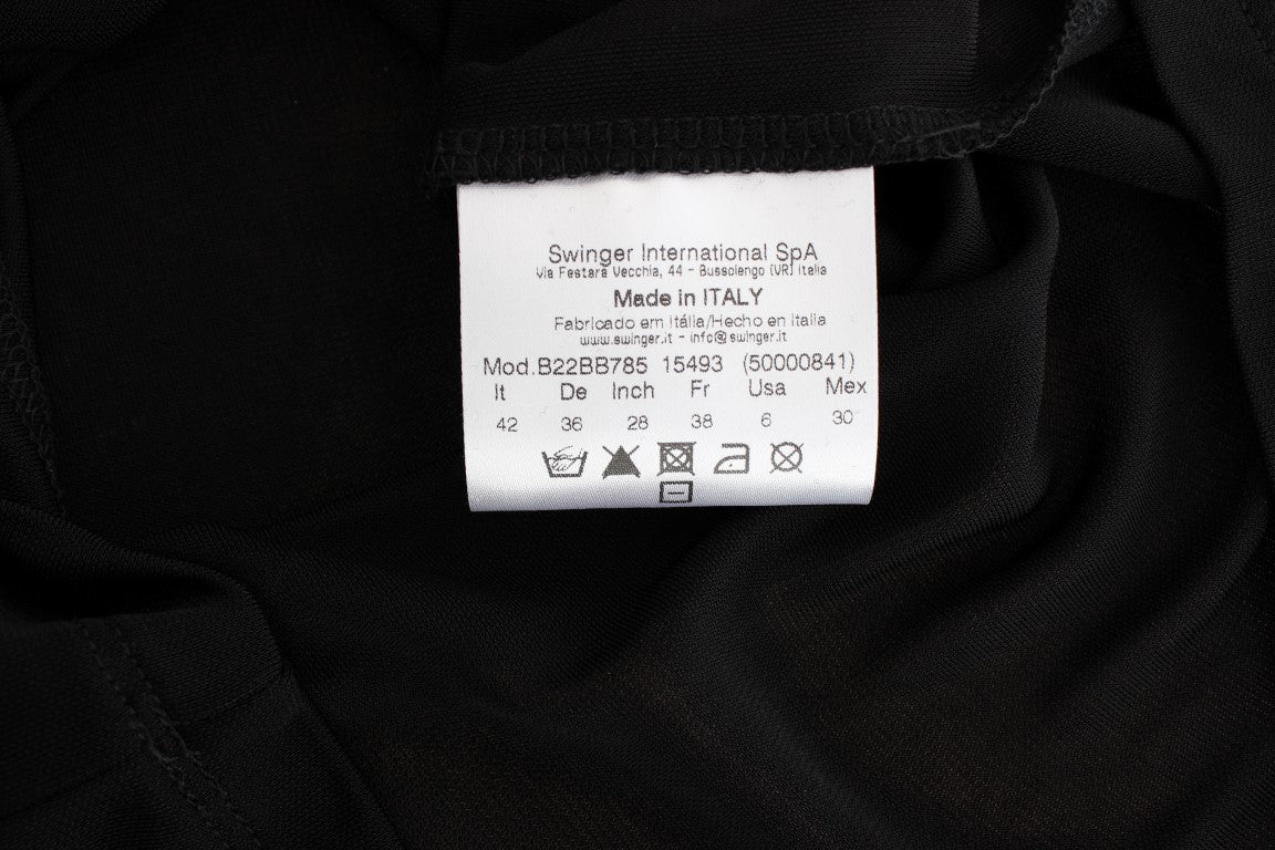 Schwarzes verschönertes Jersey-Mini-Etuikleid kurz