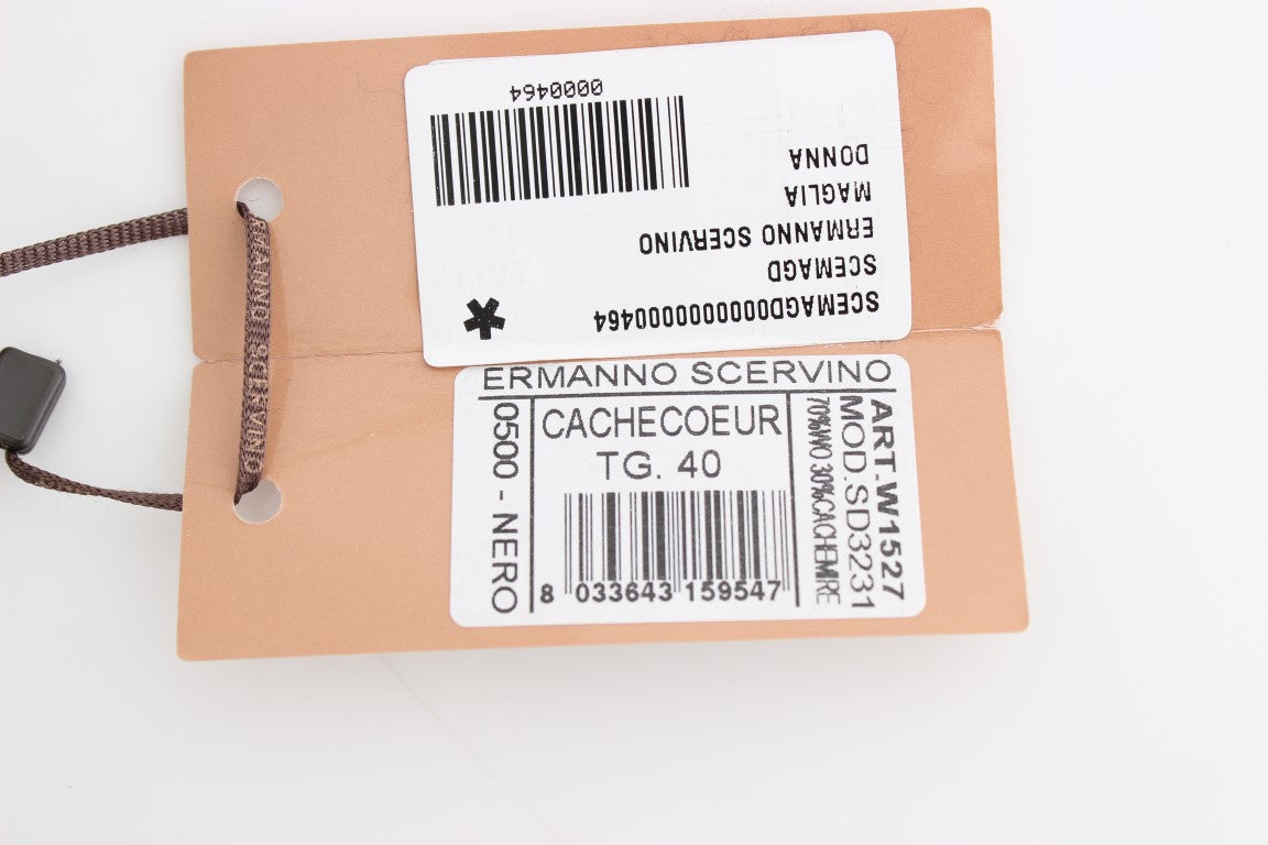 Schwarzer Kaschmir-Strickpullover