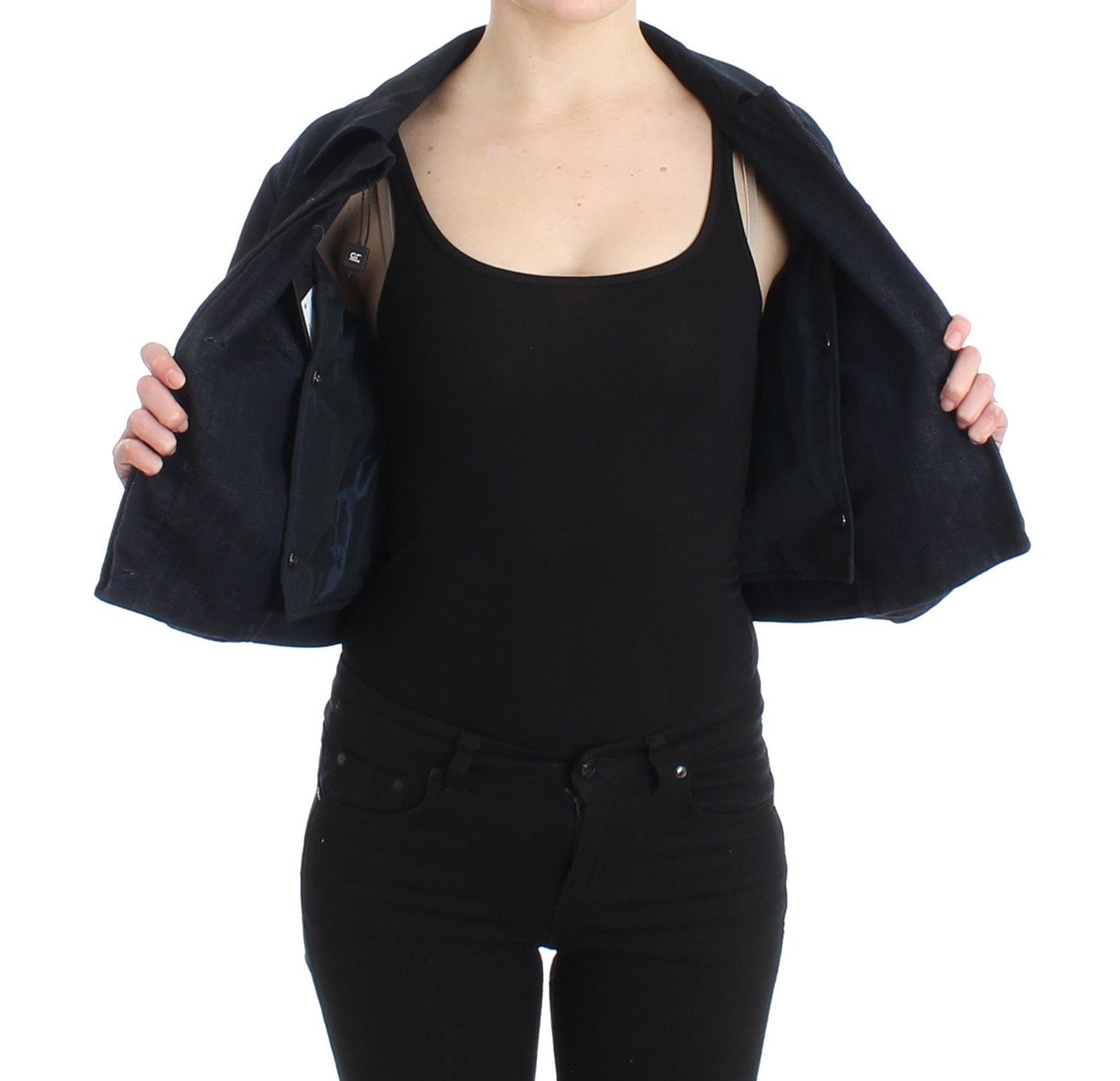 Blaue Jeansjacke Mantel Blazer Kurz 2 in 1