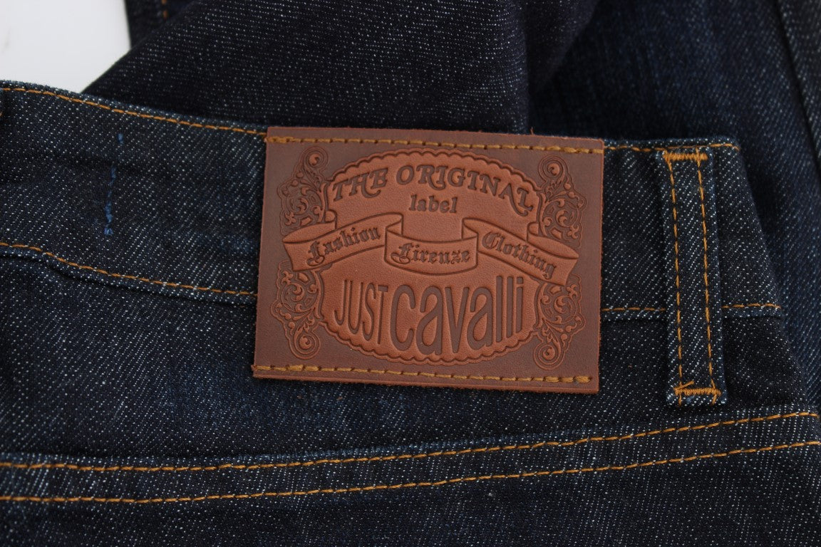 Blaue Straight Fit Stretch Jeans aus Baumwolle