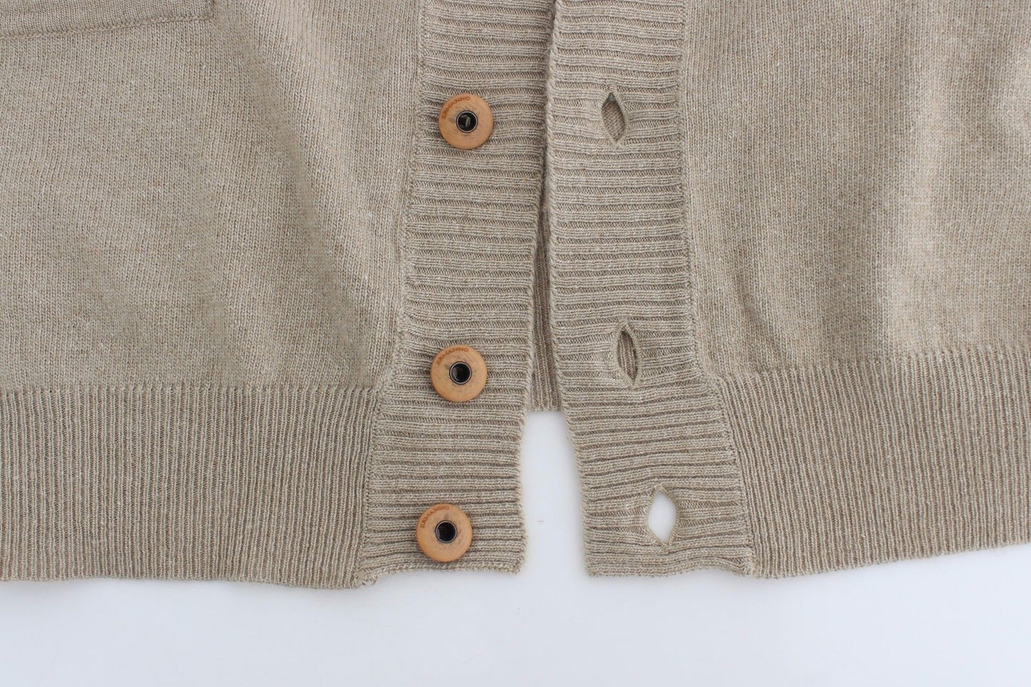 Beige Strickjacke Wolle Kaschmir Pullover Strick