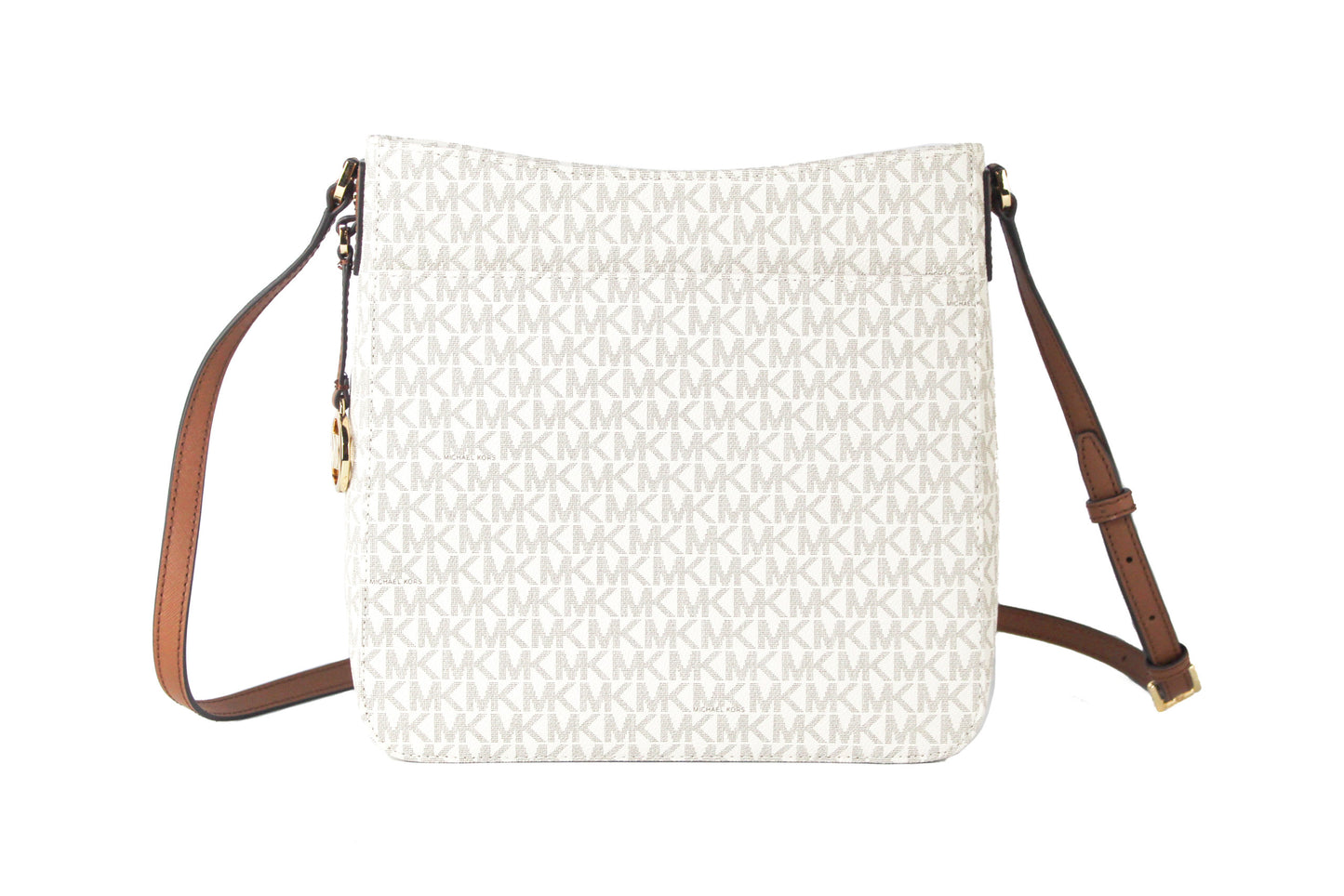 Signature Jet Set Large Signature Messenger Crossbody Bag (Vanilla Signature/Braun)