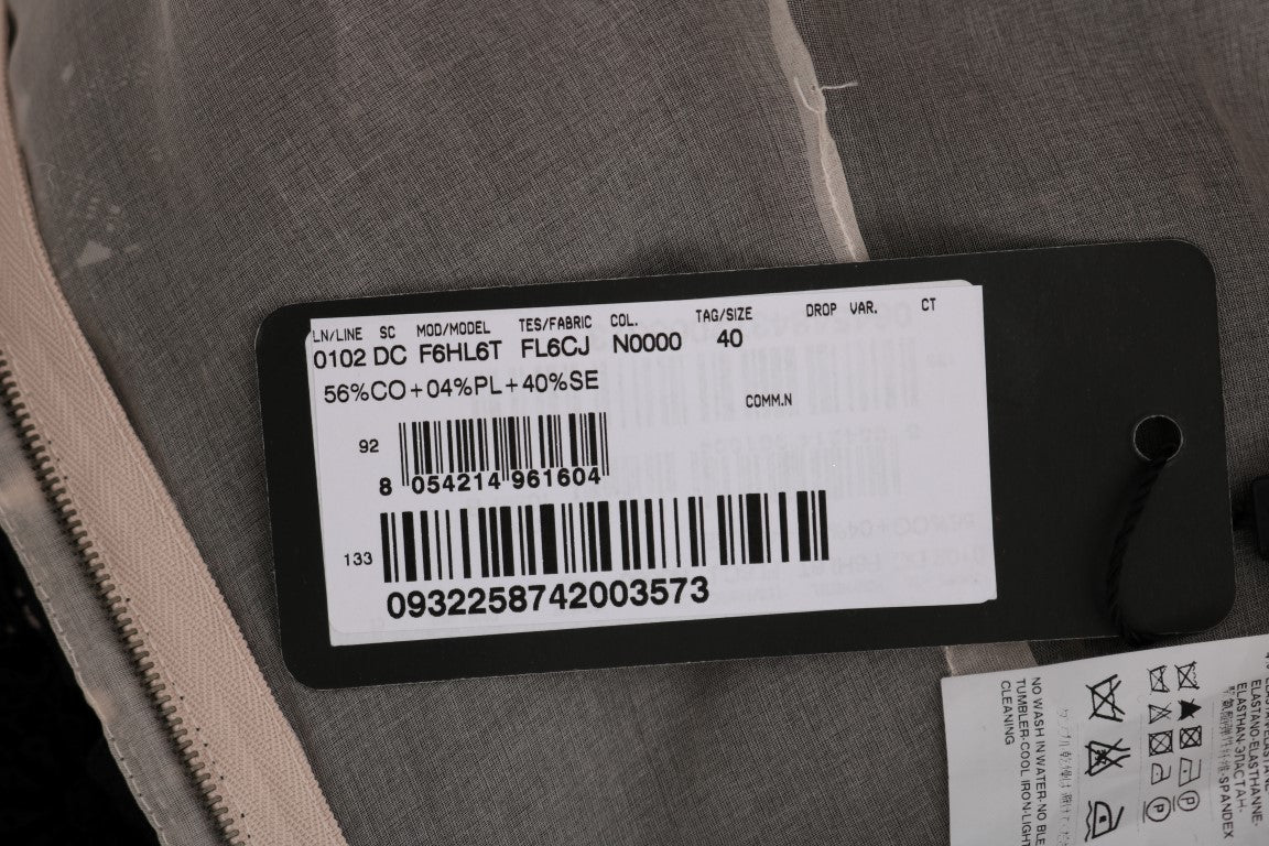 Schwarzes geblümtes langes Kleid aus Baumwollseide