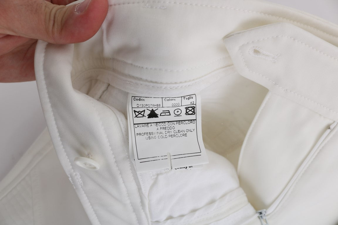 Weiße Baumwolle Slim Fit Freizeithosen