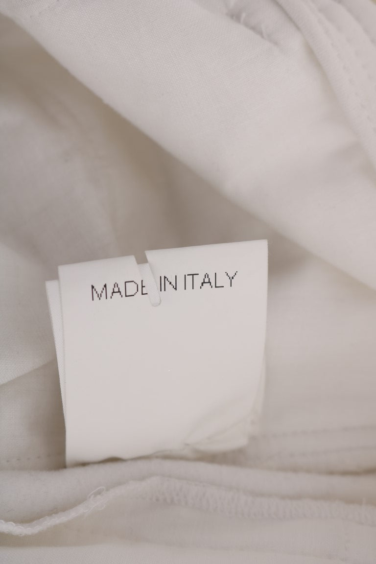 Weiße Baumwolle Slim Fit Freizeithosen