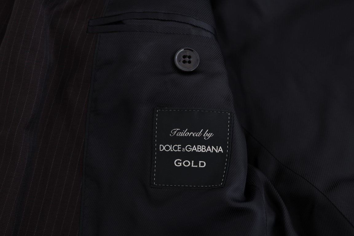 Braun gestreifter GOLD Slim Fit 3 Stück Anzug