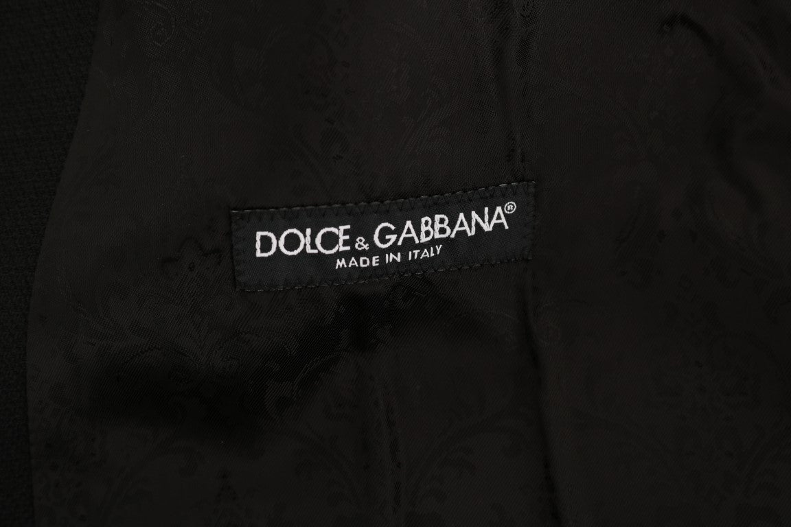 Schwarzer Slim Fit Anzug aus Wolle mit einem Knopf