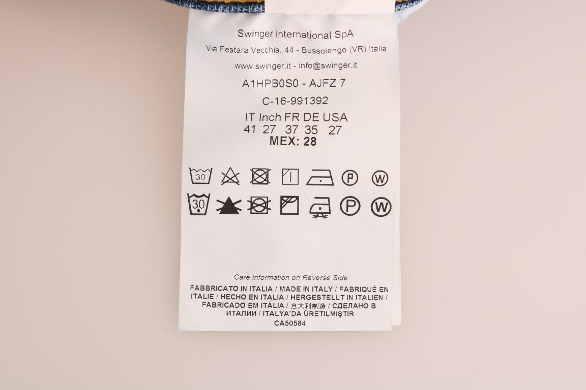 Blaue Waschung Druck Stretch Slim Fit Jeans