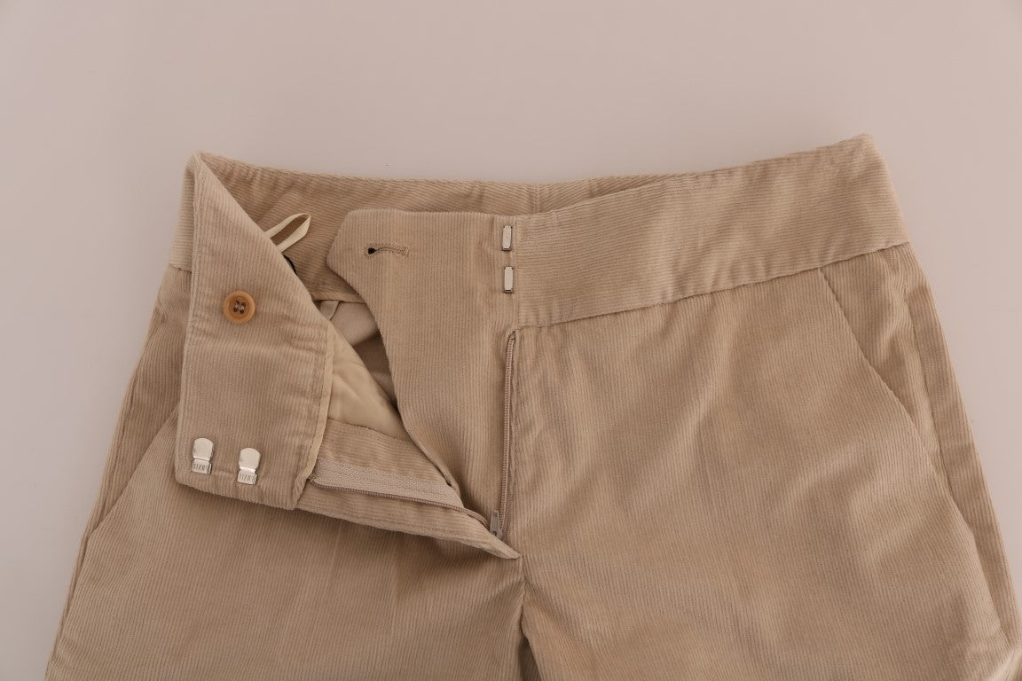 Beigefarbene Bootcut-Hose aus Baumwolle