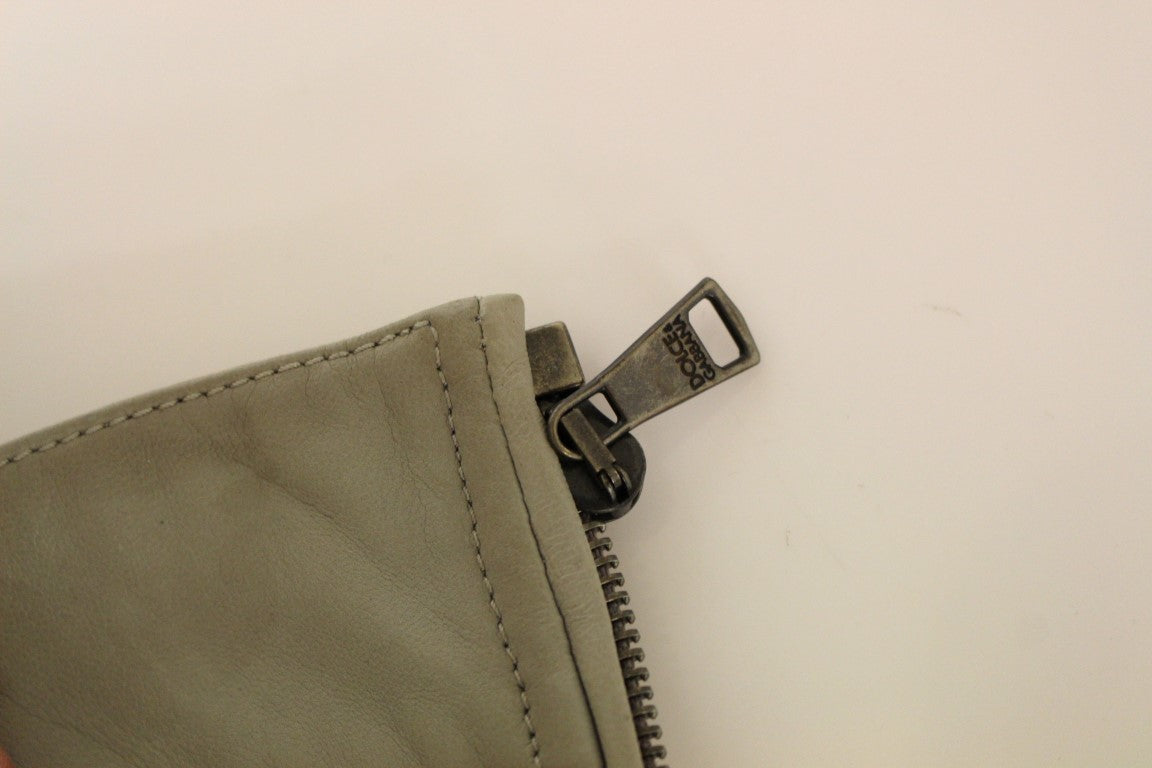 Beige Lederjacke Bikermantel