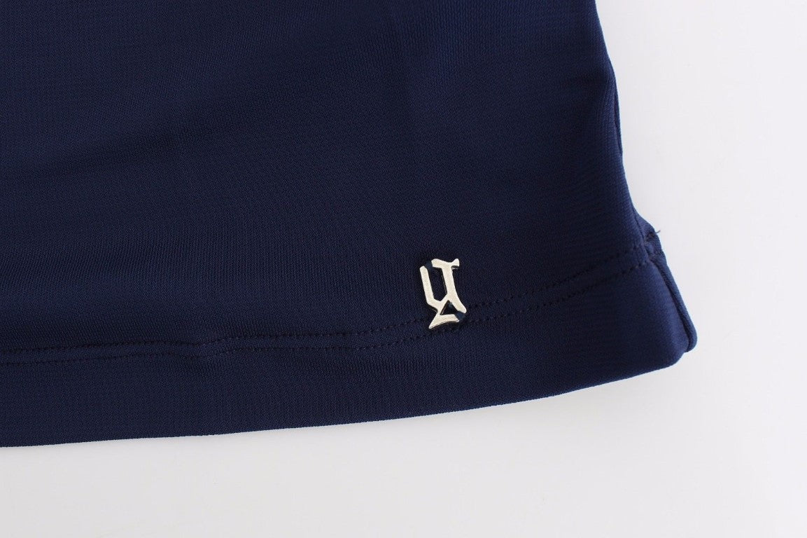 Blaues Top ärmellose Bluse