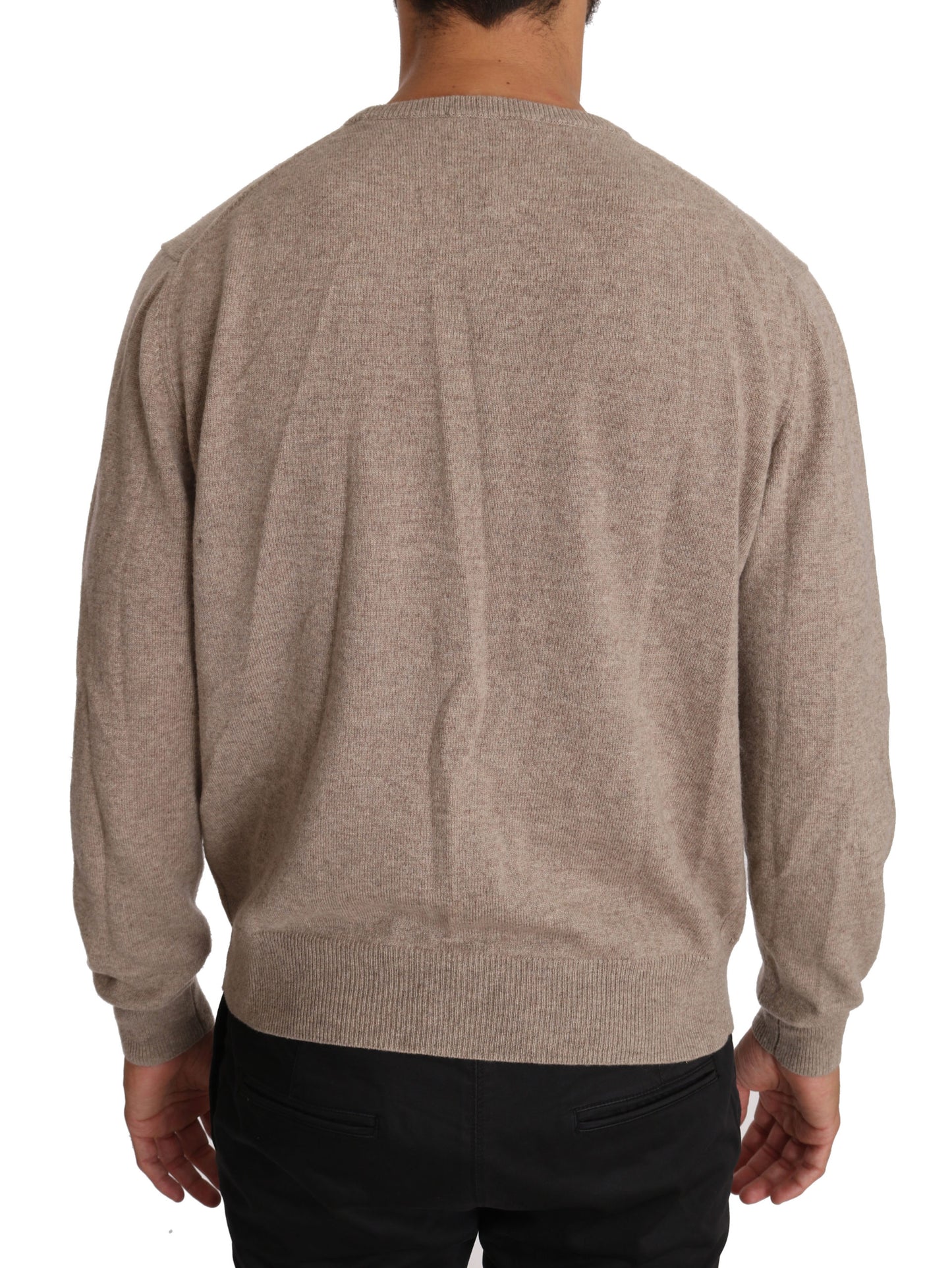 Beigefarbener Woll-Kaschmir DG Logo Pullover