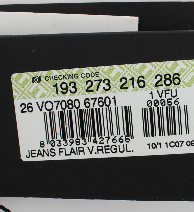 Blau gewaschene Baumwoll-Stretch-Jeans mit Stiefelschnitt