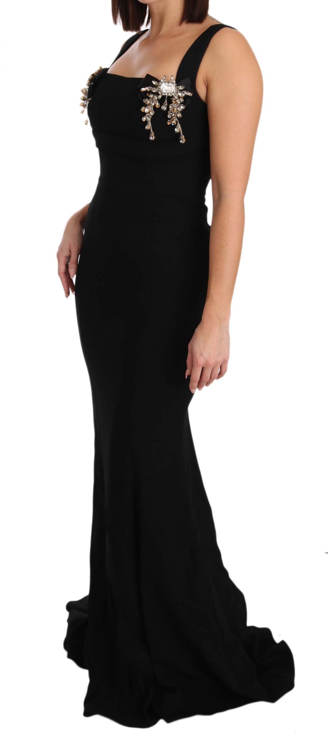 Schwarzes Stretch-Kristallkleid in Schlaghosen