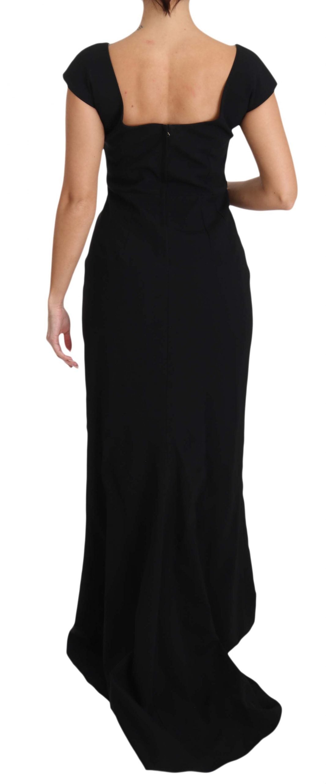 Schwarzes Stretch-Kleid mit Schlaghose Maxi