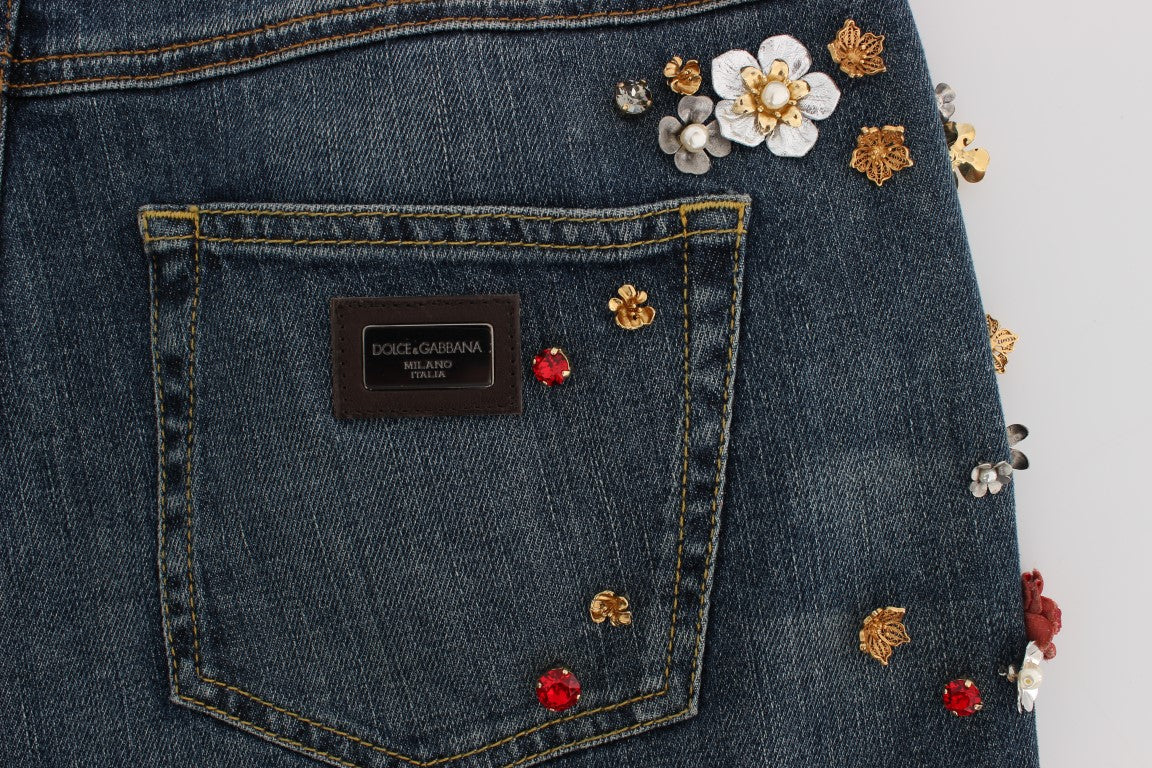 Crystal Roses Herz verschönert Jeans