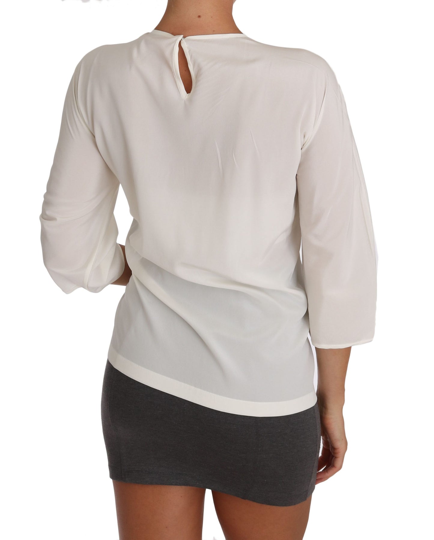 Weißes Seiden-T-Shirt #dgfamily Bluse