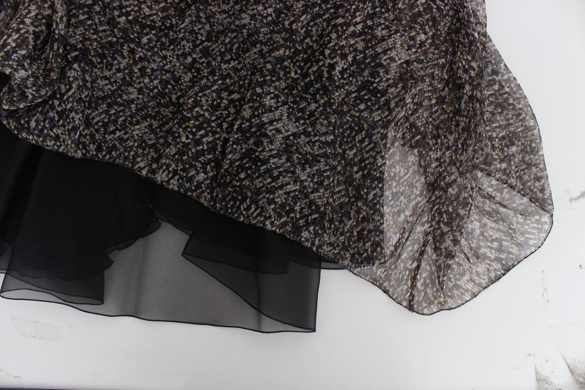 Dunkles Seiden-Shiftkleid in voller Länge