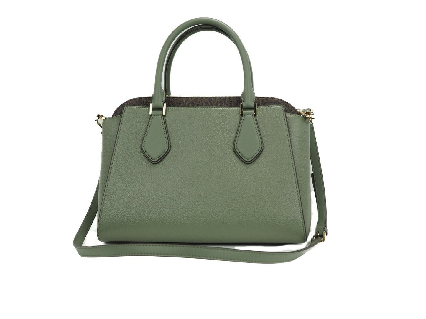 Daria Large Pebbled Leather Triple Compartment Satchel Handtasche (Army Green)