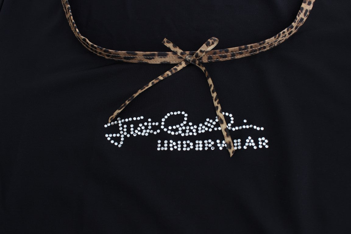 Schwarzes Nylon-Top T-Shirt