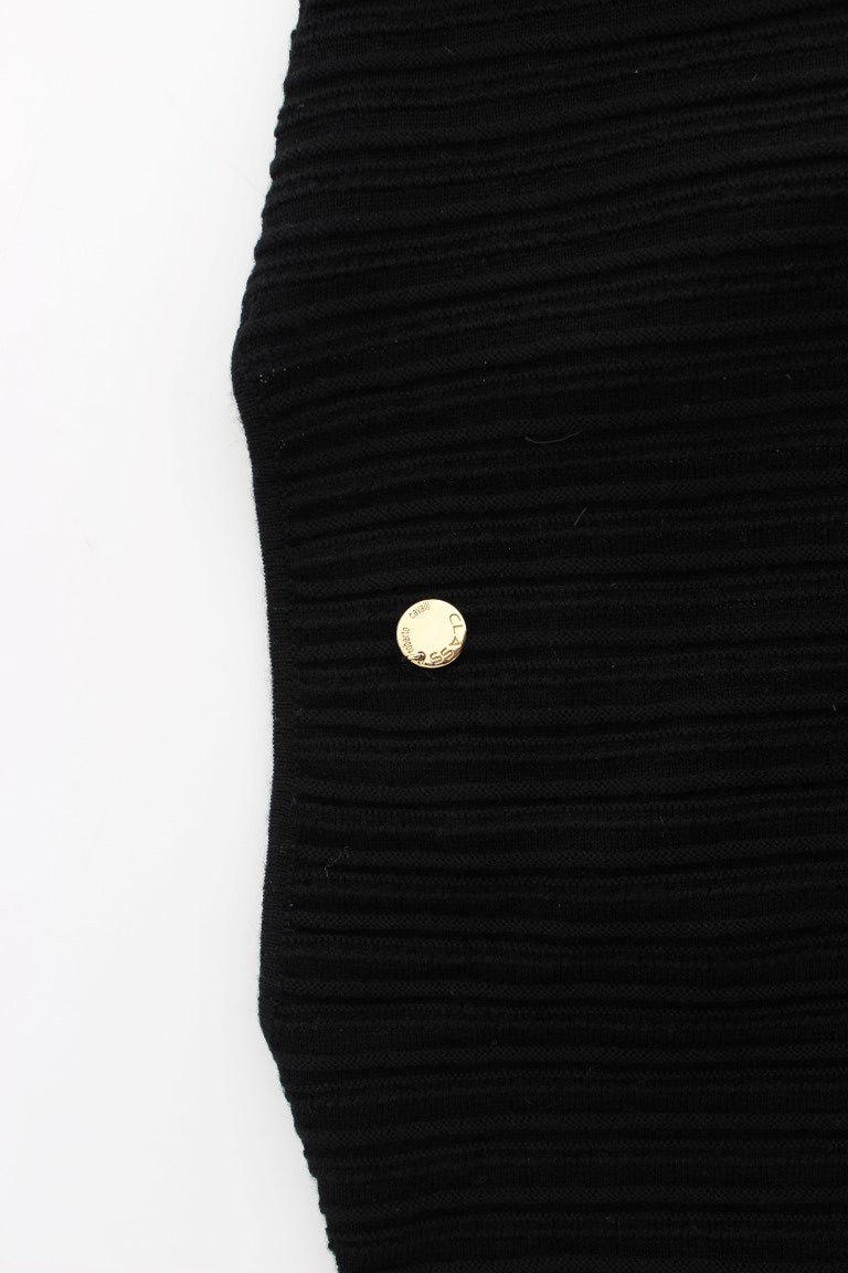 Schwarze Wollstrickjacke