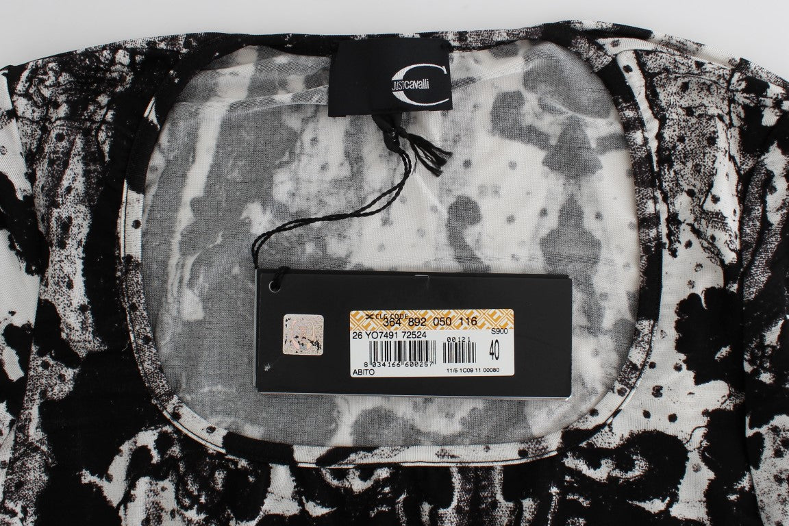 Schwarzes bedrucktes Etuikleid