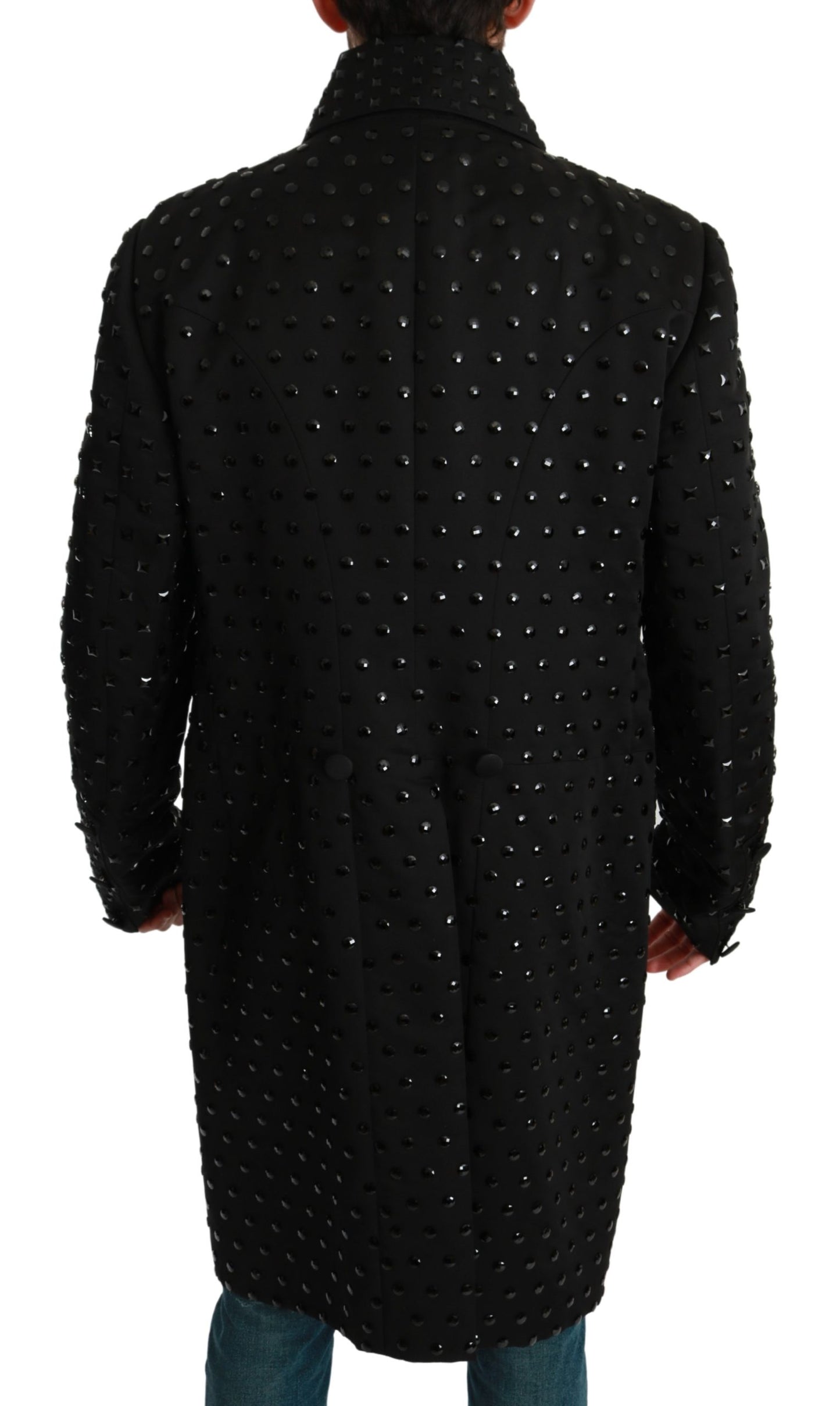 Schwarzer Seidenkristall Mantel Blazer