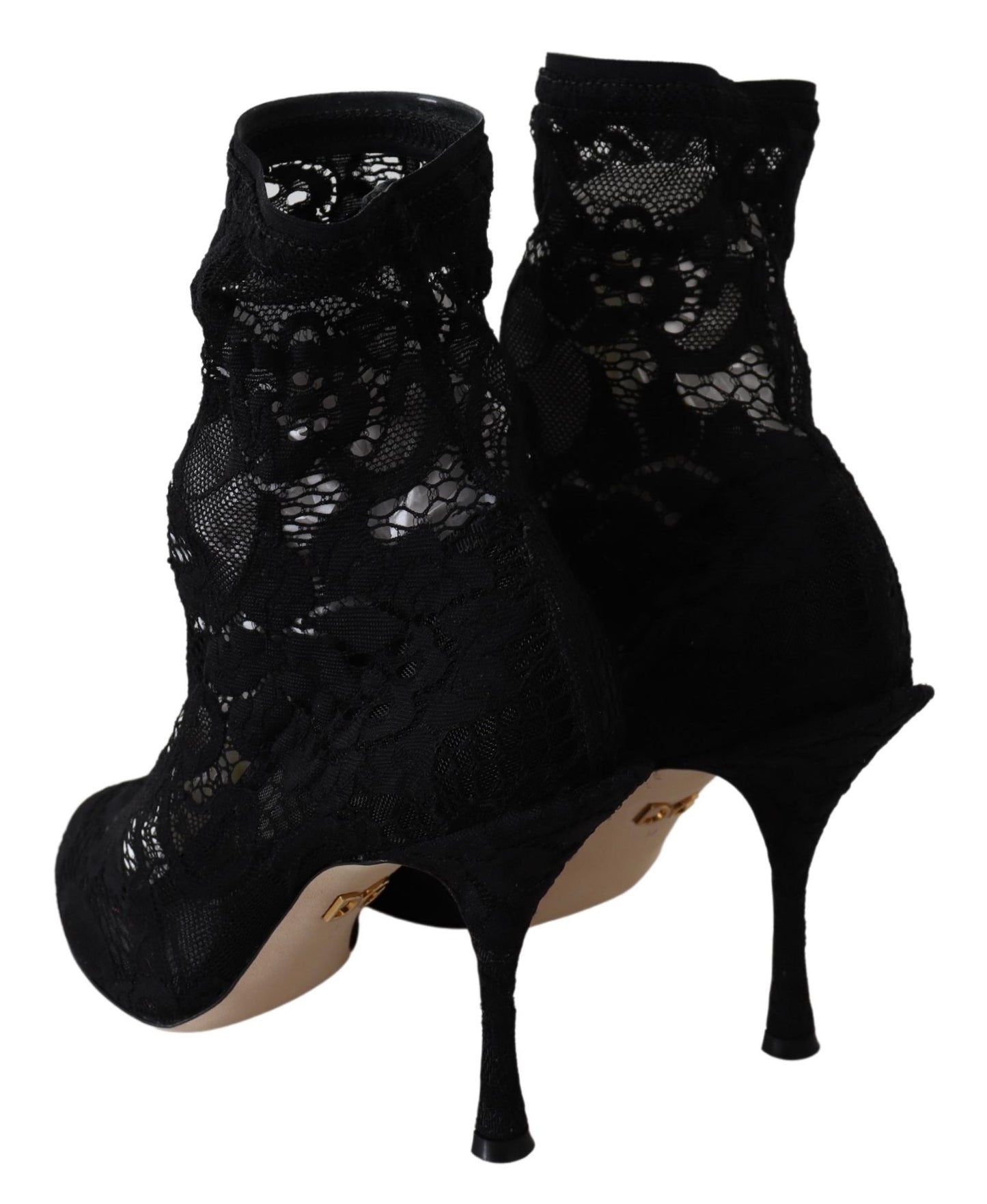 Schwarze Taormina Spitze Socken Pumps Stiefel