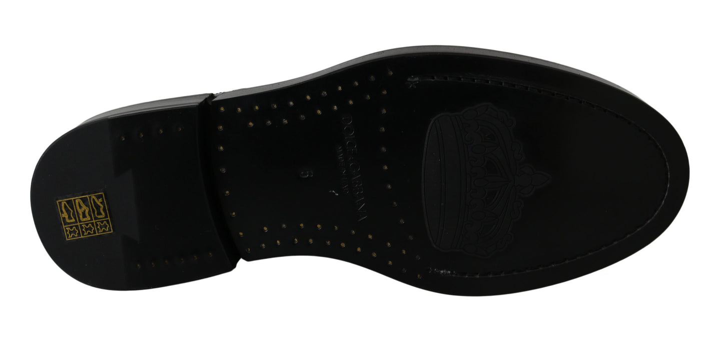 Derby Schwarz Kalbsleder Branded Strap Formelle Schuhe