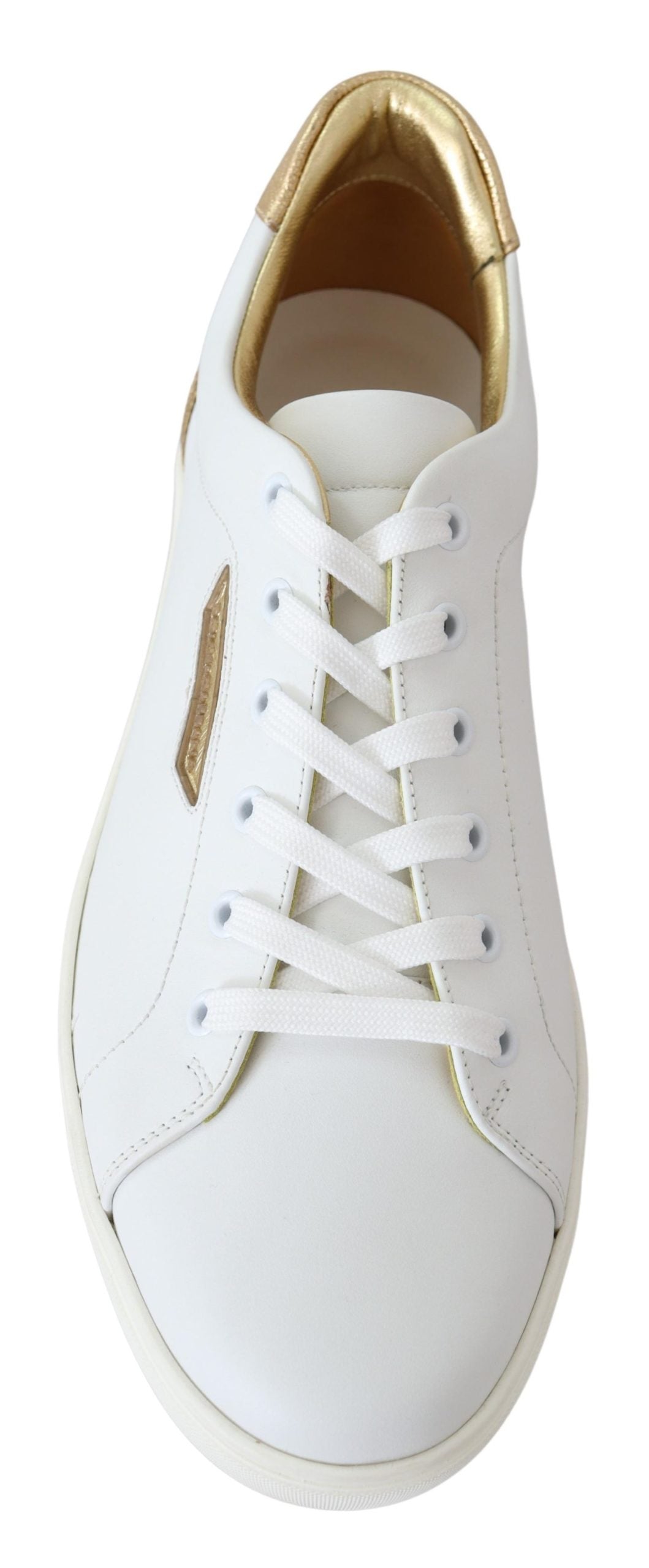 Weiß Gold Leder Low Top Turnschuhe Schuhe