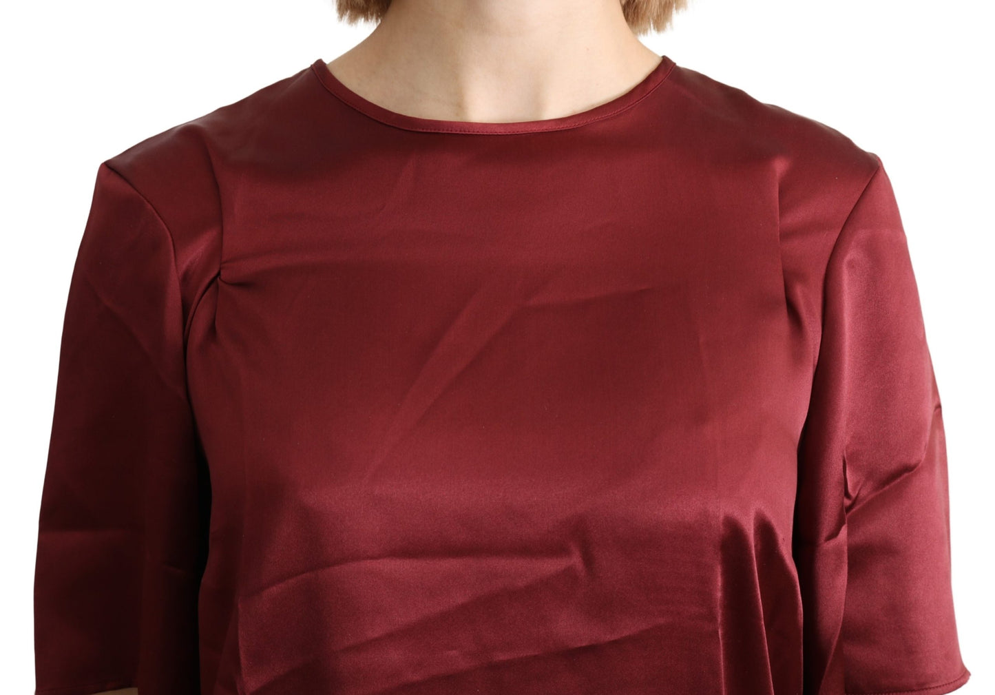 Bordeaux Bluse mit Rundhalsausschnitt Seidentop