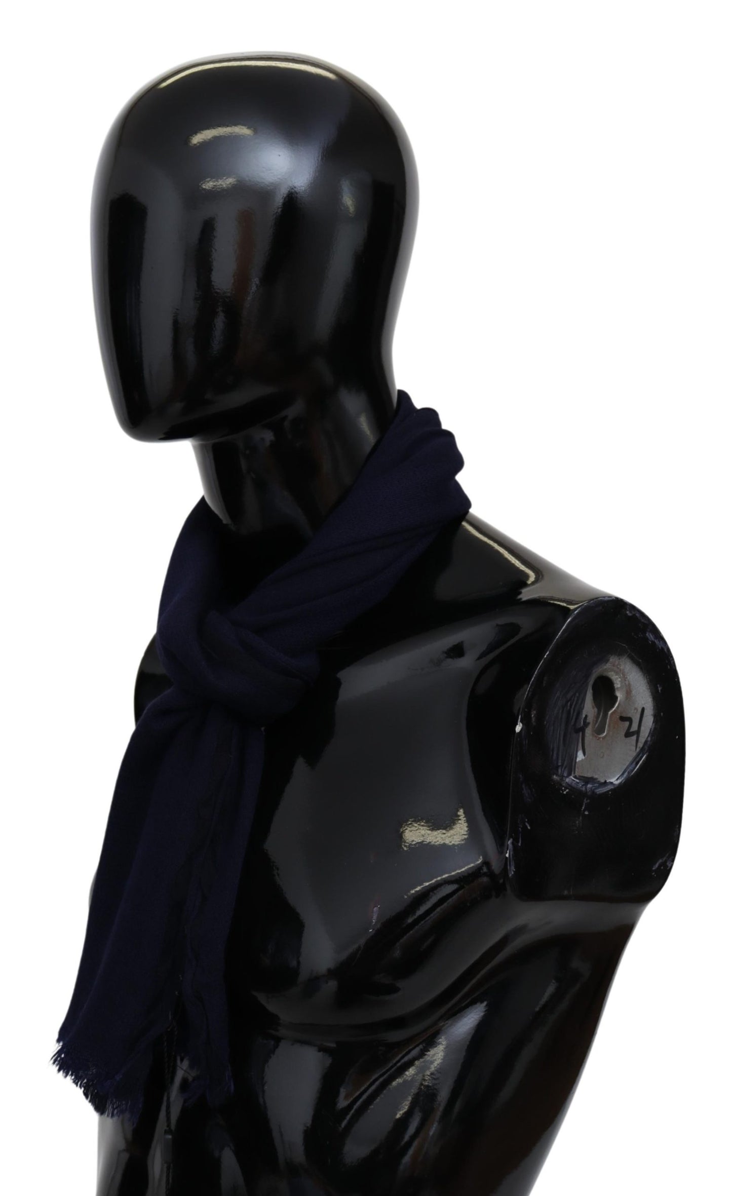 Blauer Wollstrick-Unisex-Halswickelschal