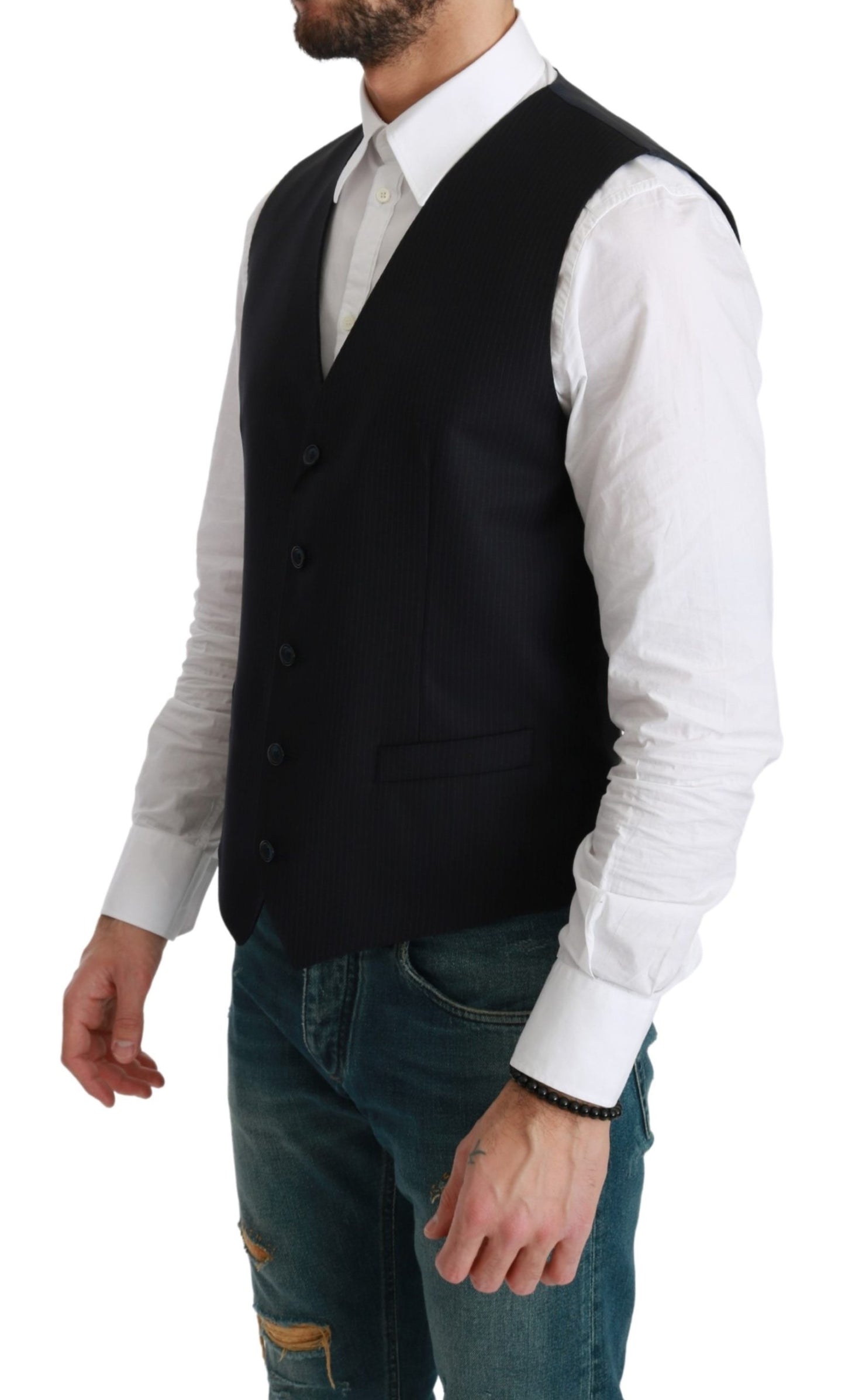 Blaue Weste Formal Stretch Wool Vest