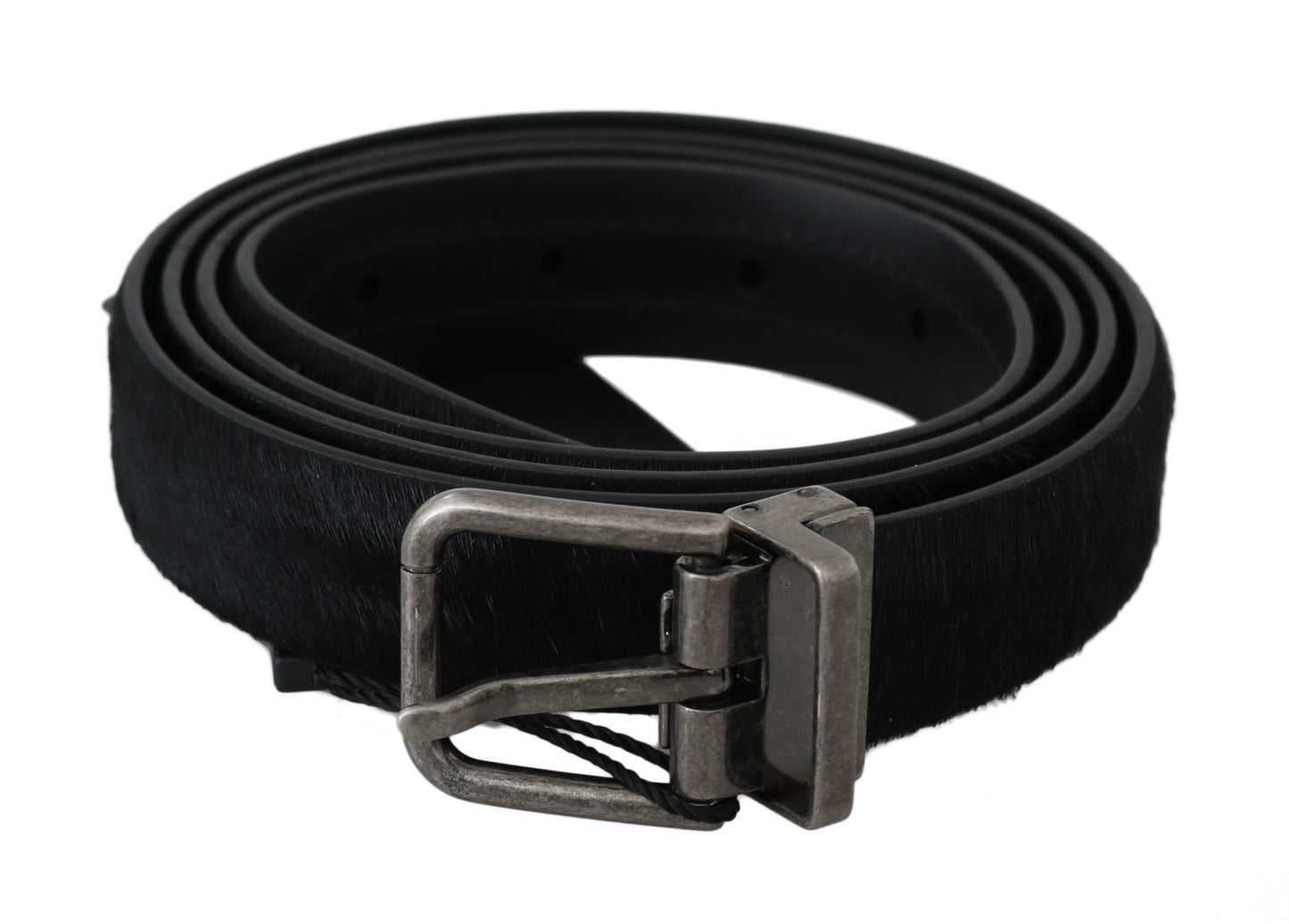 Schwarzer Pelz Leder Metallschnalle Gürtel