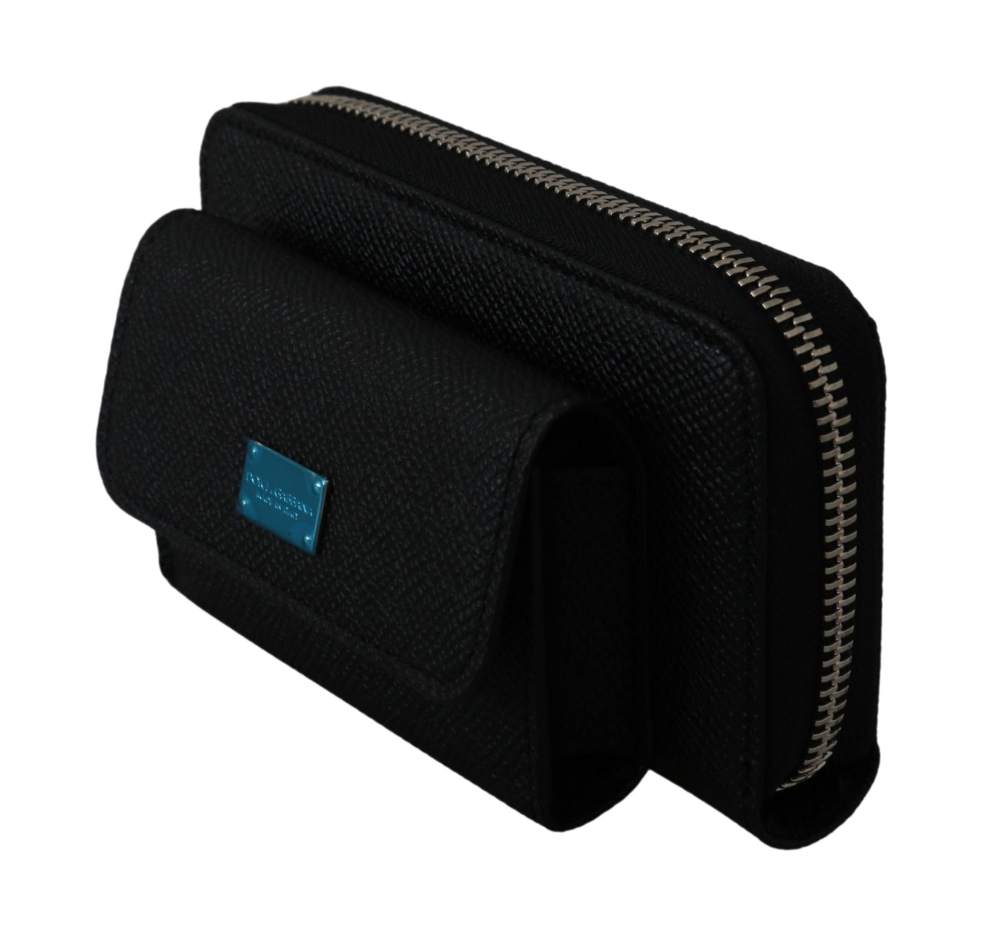 Schwarzer Herren Geldbeutel Zipper Holder 100% Leder Brieftasche