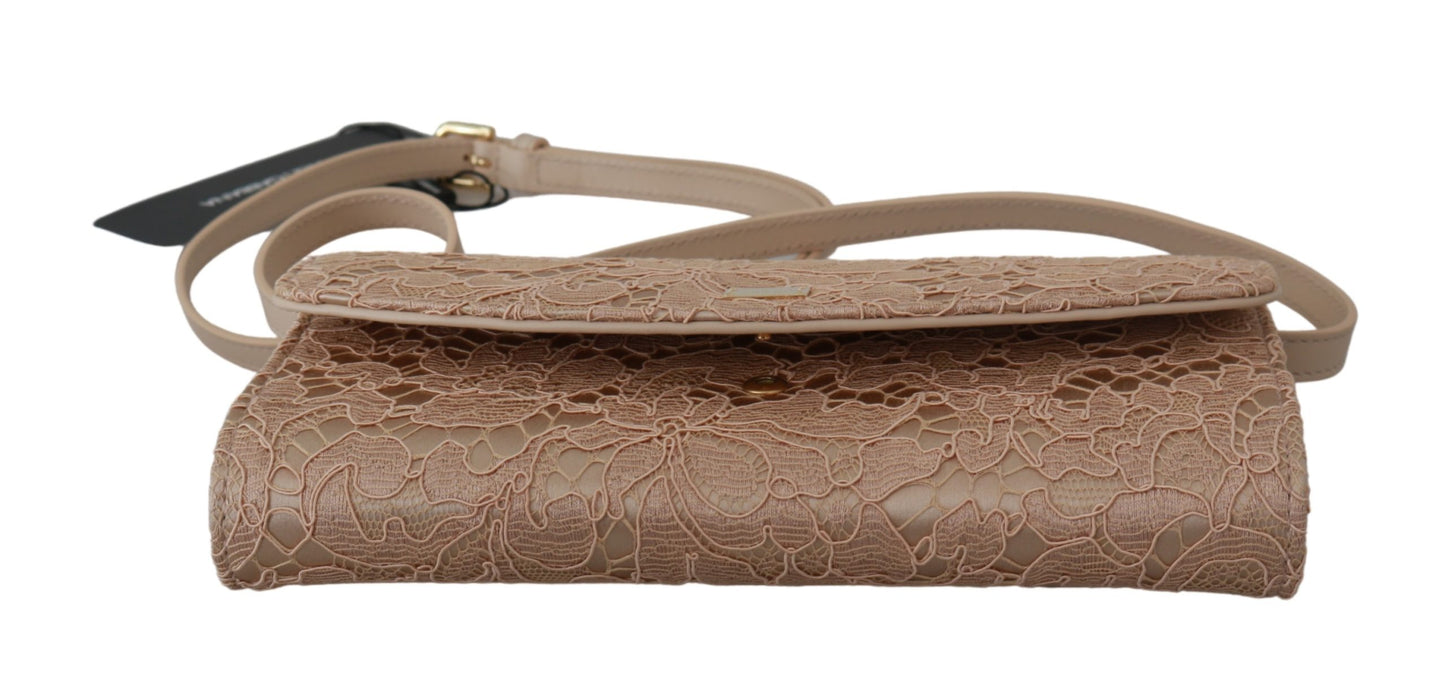 Creme Floral Spitze Abend lange Kupplung Borse Baumwolltasche