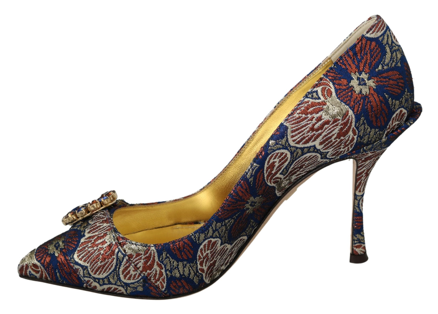 Blau Kristall Jacquard High Heels Pumps Schuhe