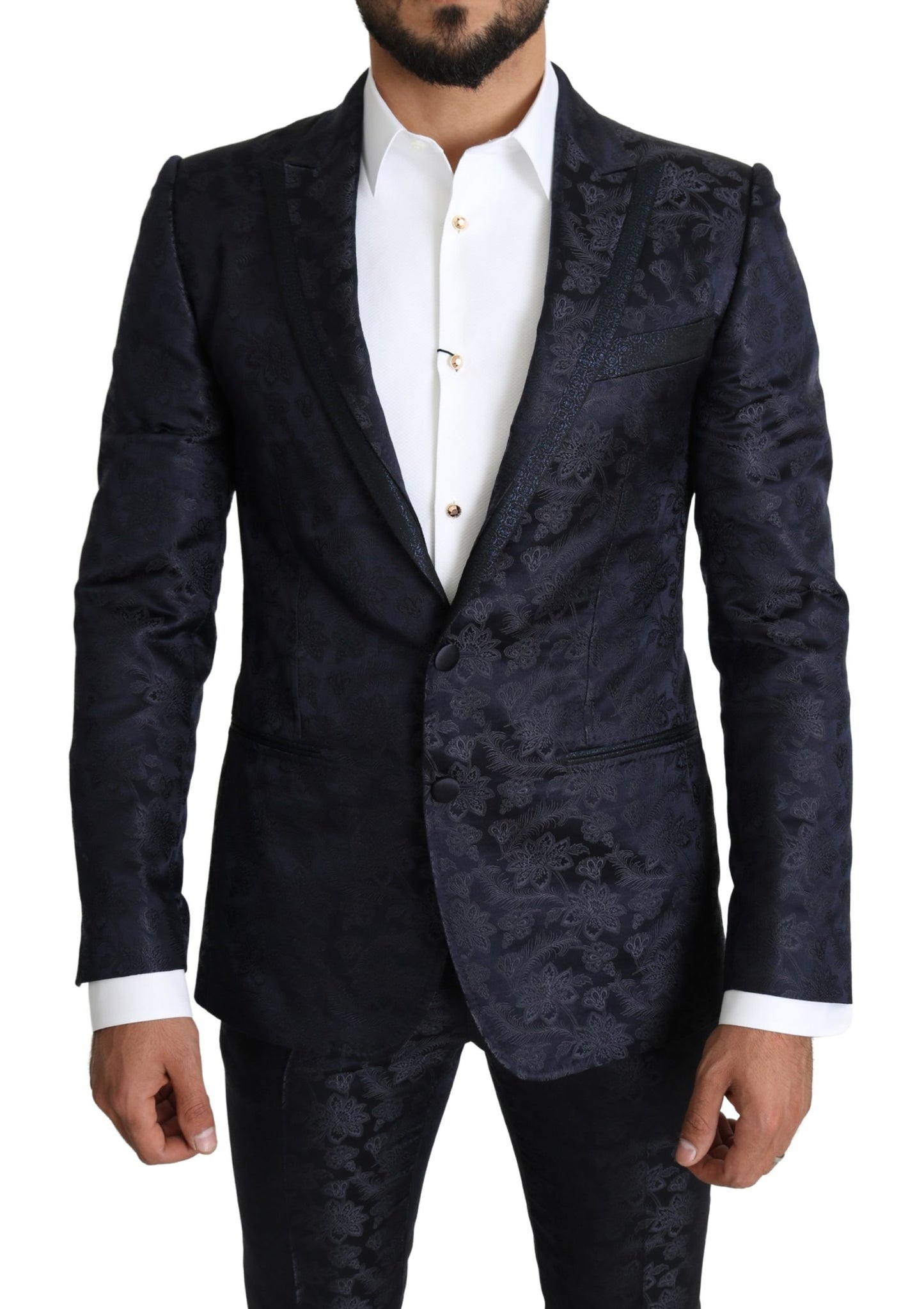 Blauer Floral Jacquard 2 Stück MARTINI Seidenanzug