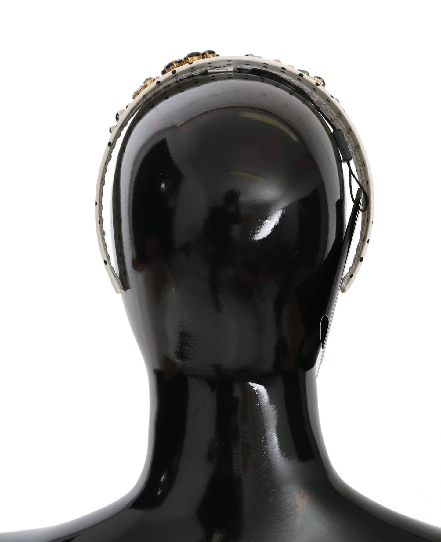 Schwarzes weißes gepunktetes Kristallblumen Diadem Stirnband