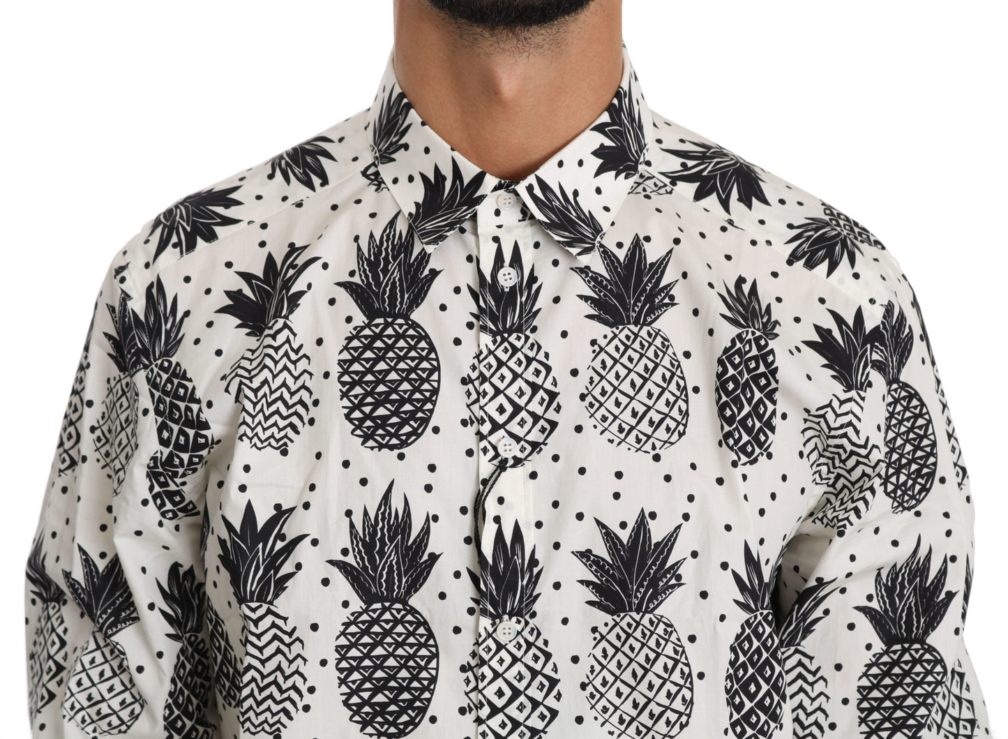 Weißes Ananas-Baumwoll-Top-Shirt