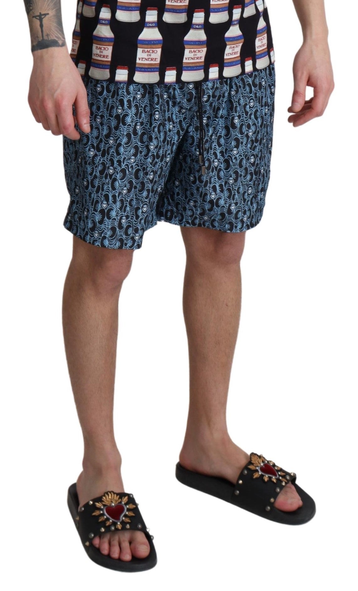 Blaue gemusterte Strandbekleidung Shorts Bademode