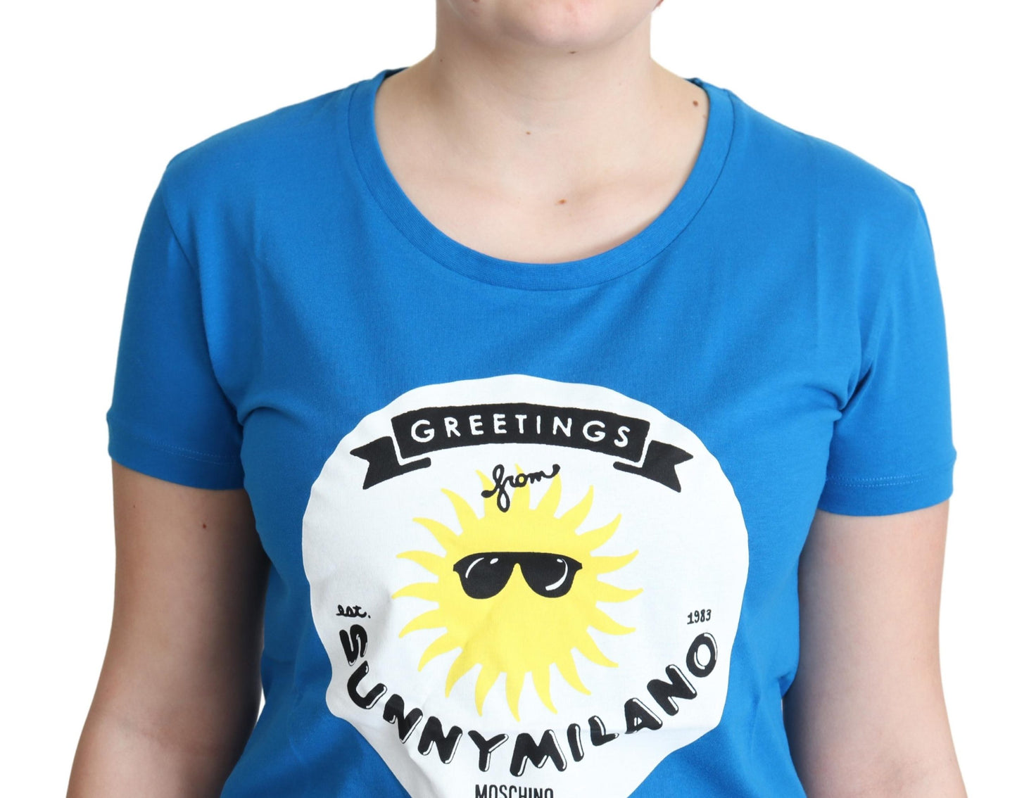 Blaue Baumwolle Sunny Milano Print Tops T-Shirt