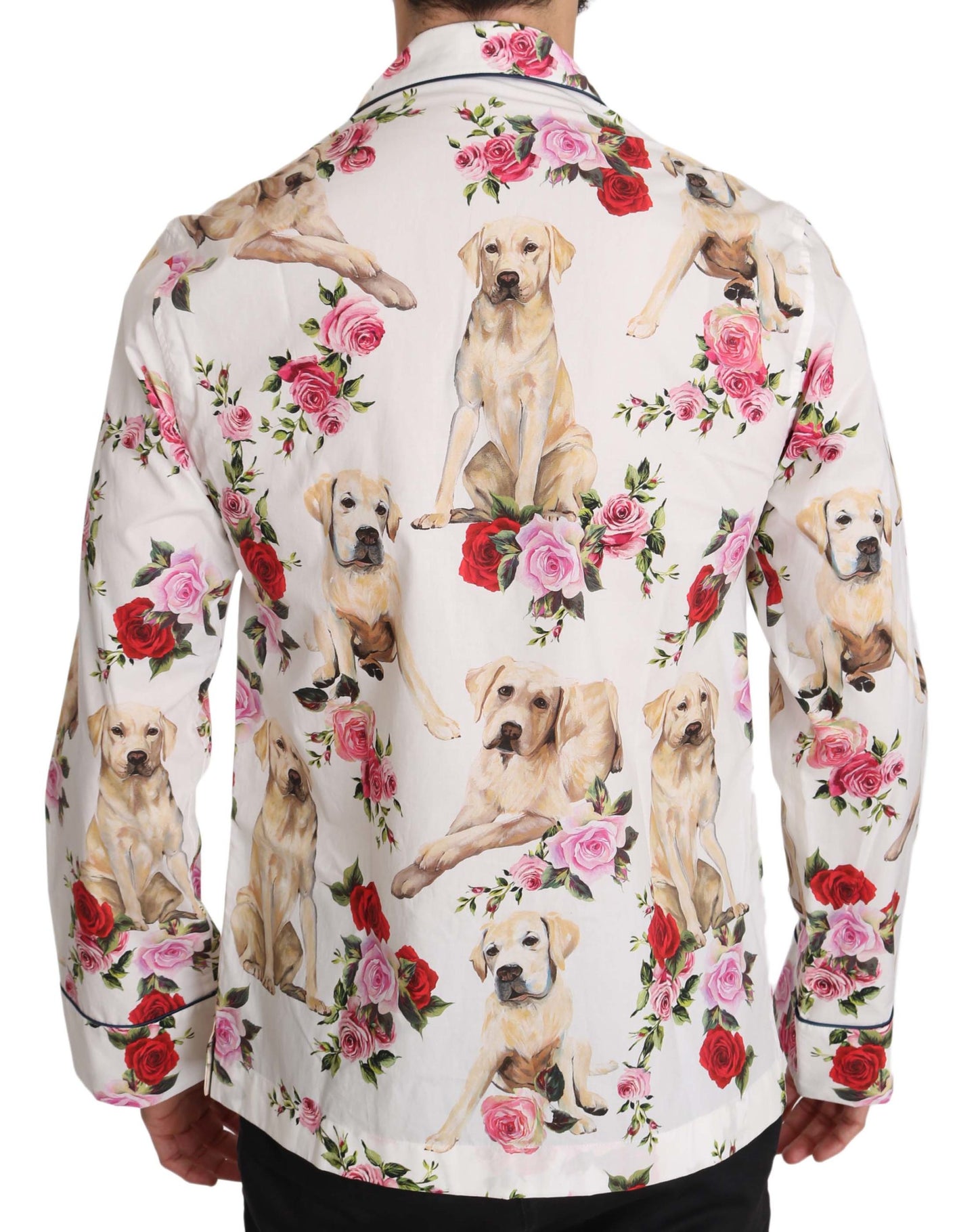 Weißes Labrador-Rosen-Baumwollhemd