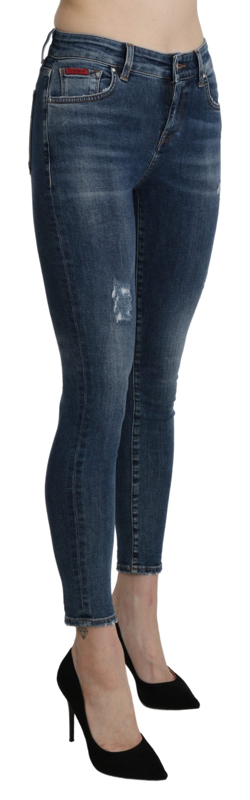 Blaue Skinny-Hose aus Baumwoll-Stretch-Jeans