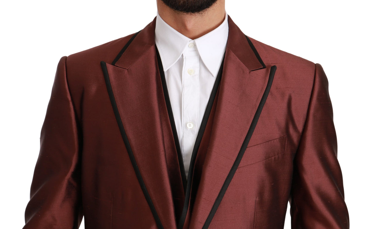Bordeaux Seidenjacke Weste 2 Stück Blazer