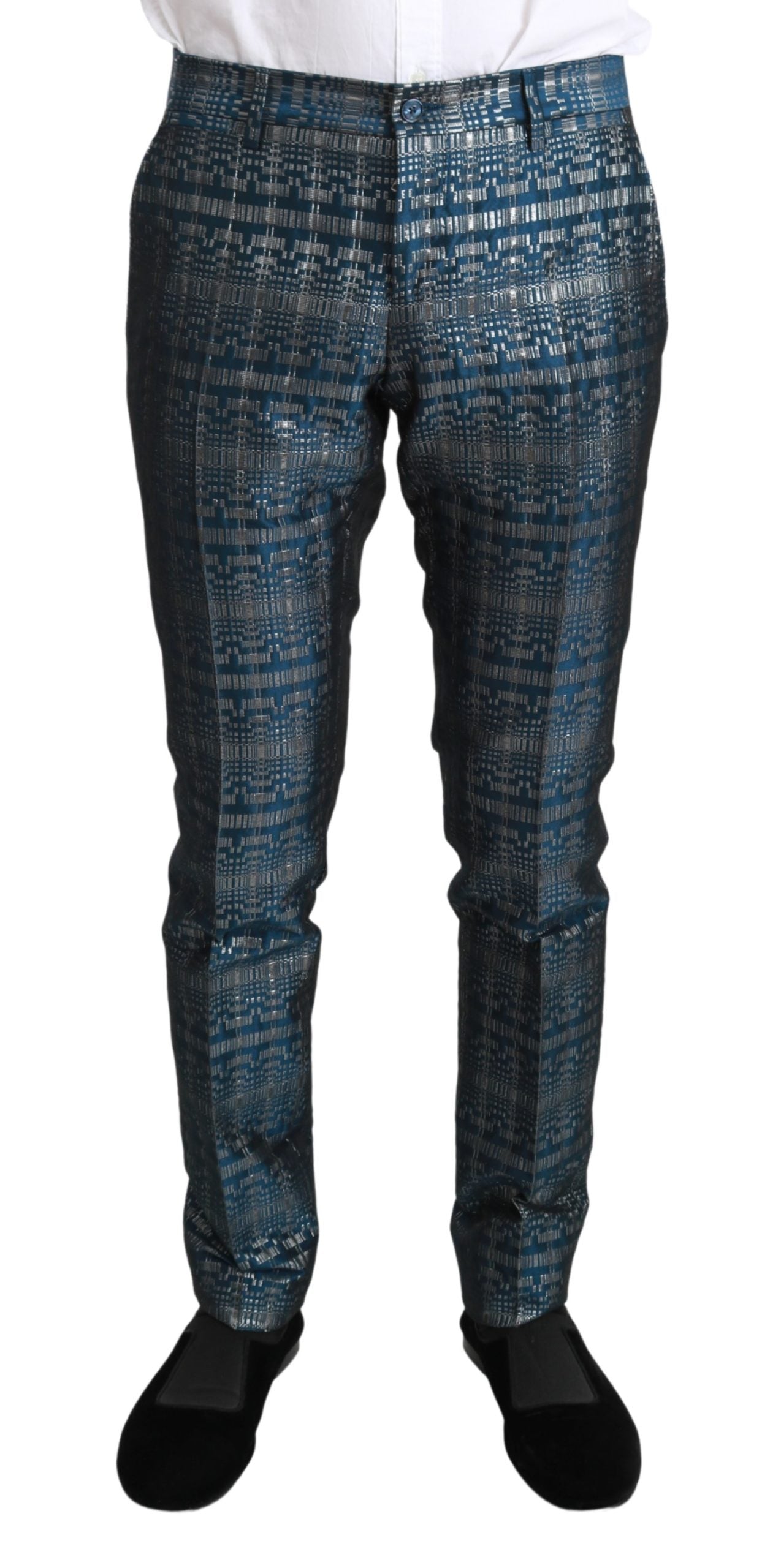 Blau Silber GOLD Jacquard 2 Stück Anzug