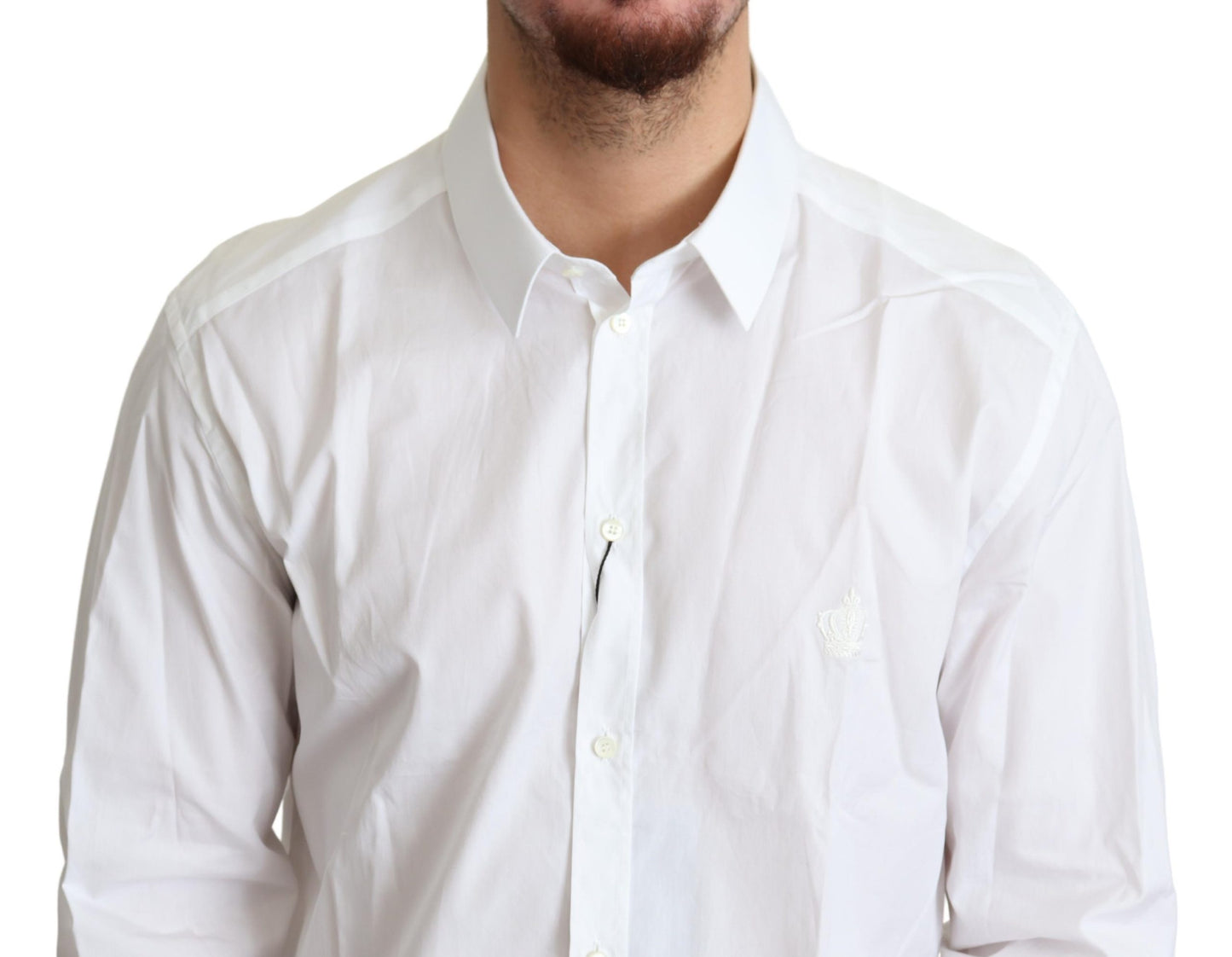 Weißes Hemd mit Kronenstickerei für Männer Formal